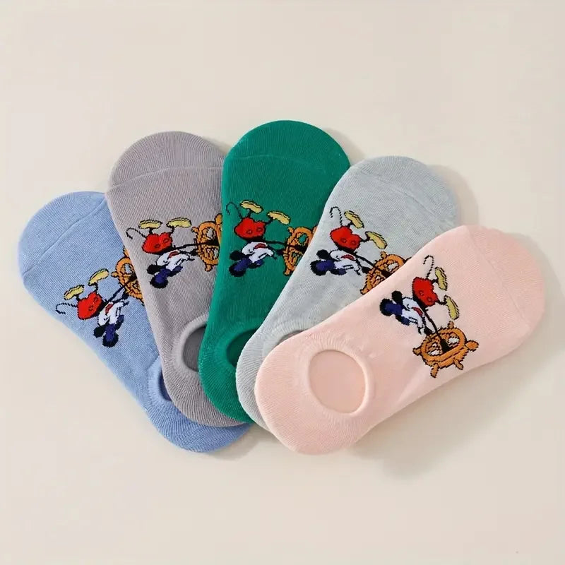 5/10 Pairs of Sweet and Cute Candy Colored Cartoon Women's Knitted Short Socks Lightweight Breathable Invisible Ankle Socks