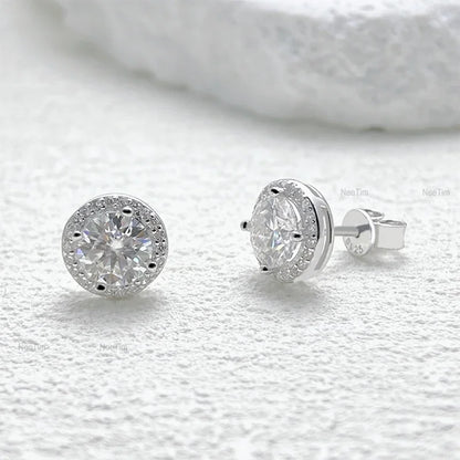 NeeTim 0.5-2CT Moissanite Stud Earrings for Women Sparkling Lab Diamond Sterling Silver S925 Wedding Party Jewelry Certified