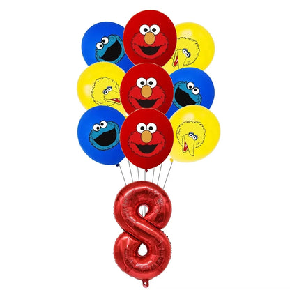 Cartoon Sesames Streeted Birthday Party Decoration Elmo Theme Balloon Set Plates Tissue Tablecloth Party Supplies Baby Shower