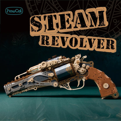 MMZ MODEL DIY 3D Wooden Puzzle Steam Revolver Assembly Model Kits Toys For Children Kids Girls Birthday Gift