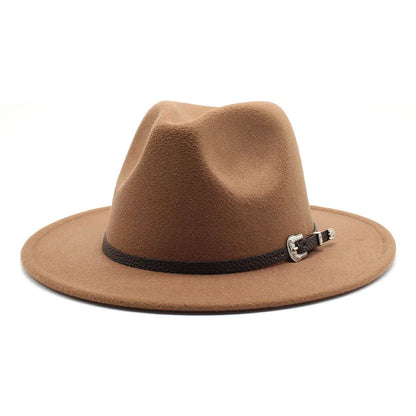 British Style Felt Jazz Fedora Hat 59-61CM Size Panama Trilby Hats for Women Men Gentleman Wedding Party Hat