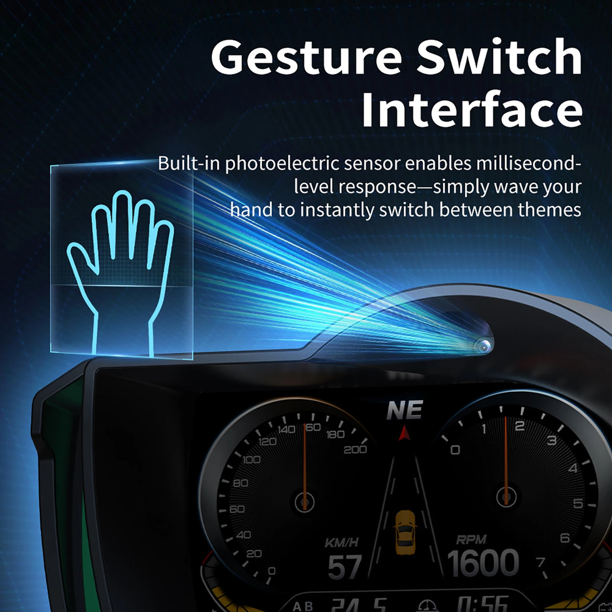 Gesture Switching Interface Intelligent Driving Computer Car HUD Head Up Display GPS+OBD Dual System LCD Screen Car Display