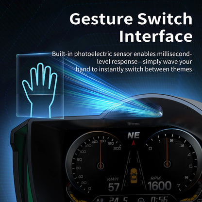 Gesture Switching Interface Intelligent Driving Computer Car HUD Head Up Display GPS+OBD Dual System LCD Screen Car Display