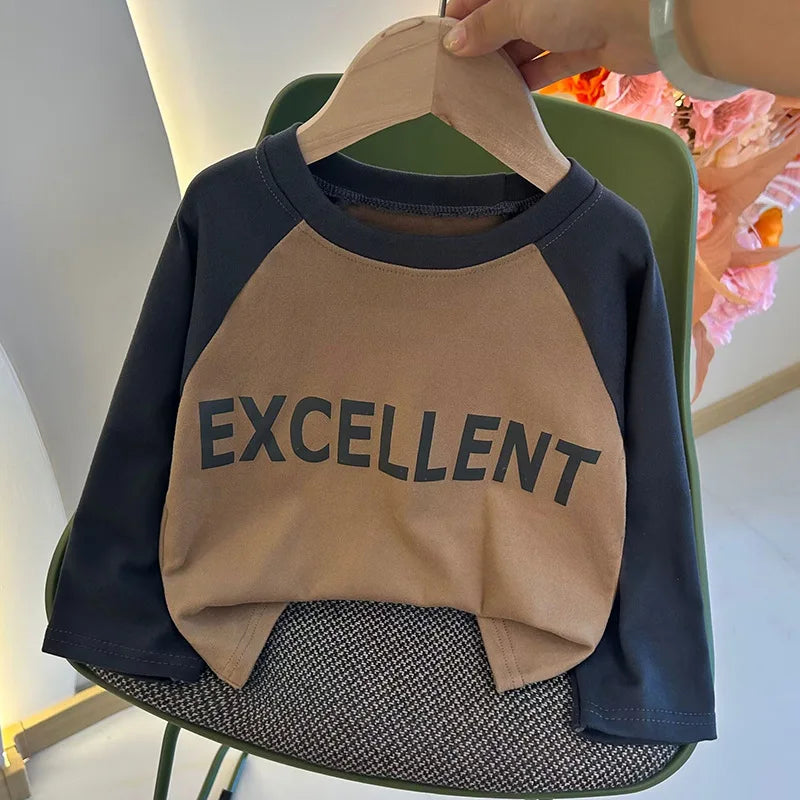 New Autumn Girls and Boys Long Sleeve T-shirt Base Shirt Letter Korean Style Children Clothing