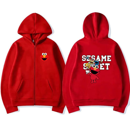Elmo SESAME STREET Zipper Style Hoodies Boys Coat Children Girls Pink Age 3-12 Leisure Kids Sweatshirts Festival Gifts