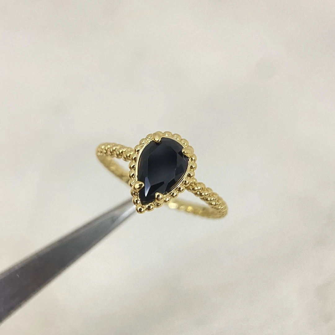 MESSITOK S925 Sterling Silver High-Quality Luxury Jewelry, Agate Stone Droplet Shaped Women's Love Ring. Exquisite Birthday Gift
