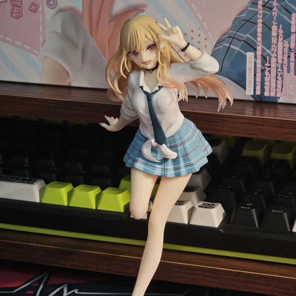 18CM Anime My Dress Up Darling Kitagawa Marin Figure School Uniform Dress Up Standing Model Toy Gift Action Figure For Kids PVC