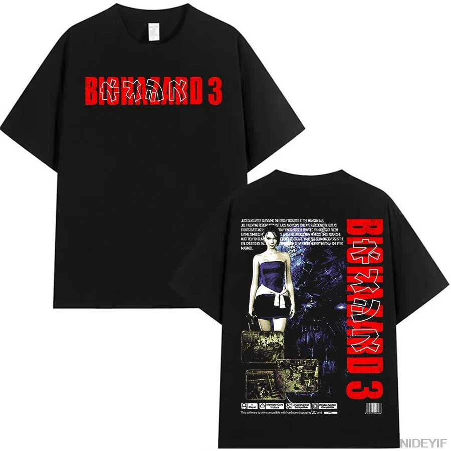 Resident Evil 2 Leon Claire Rpd Station Acid Wash Oversized Cotton T Shirt 2026 Horror Game Graphic Tee for Men Women
