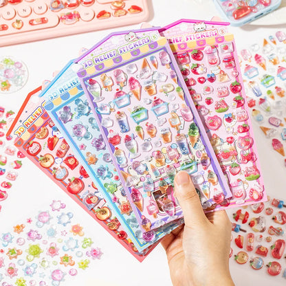1Pc/Pack Cute 3D Embossed Stickers Material Perfect For Handmade Diy Scrapbooking Journaling Supplies Phone Case Photo Frame
