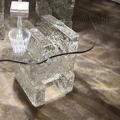 JB Modern Luxury Coffee Table Cloud Shape Design Glass Living Room Coffee Table Unique Glam Table Basse Pour Salon Home Furnitur