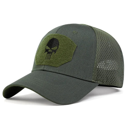 Outdoor Camouflage Adjustable Cap Summer Mesh Breathable Tactical Skull Embroidery Hat Fishing Hunting Snapback Baseball Caps