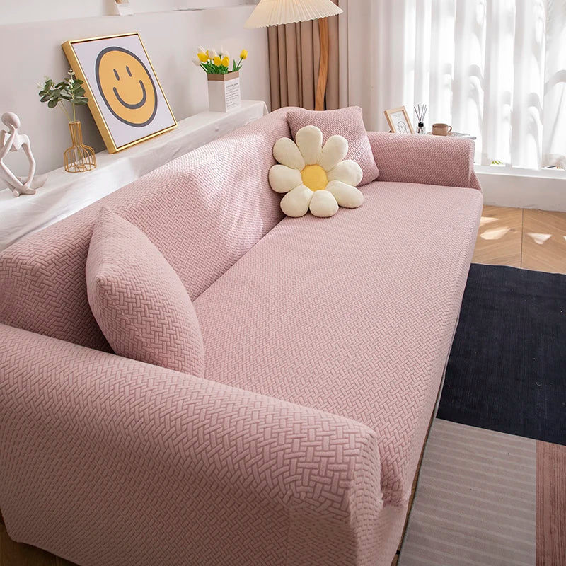 Jacquard Adjustable Elastic Sofa Cover Armchair Protector Corner L Shape Stretch Thick Slipcovers Couch Covers 1/2/3/4/5 Seater