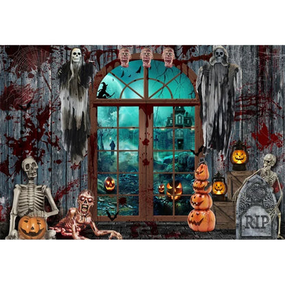 Horror Halloween Scary Blood Splatter Backdrop Red Blood Dripping Ghost Shadow Zombie Vampire Photography Background Studio