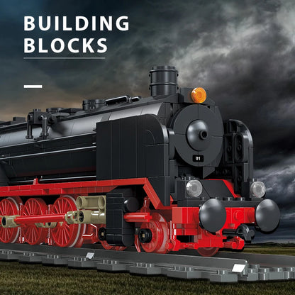 Compatible With LEGO Big Rail Car Locomotive Building Blocks Toys Model City Steampunk Era Bricks Retro Train With Power Motor