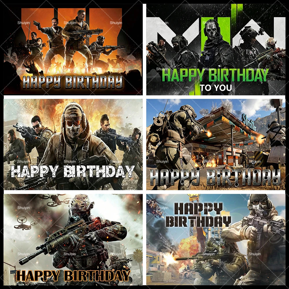 Call of Duty Theme Backdrop Kids Birthday Decorations Party Supplies Banner Poster Stimulating Game Boys Favor Gifts Photo Props