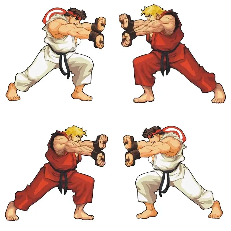 19cmx17cm Car Stickers - Arcade Game Ryu Ken Masters Funny Creative Decals Auto Scratch Cover Tuning Styling Street Art Car Deca