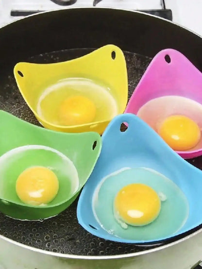 4pcs In Random Colors Egg Boiler Mold Cup, Silicone Egg Poachers, Poached Egg Cups For Microwave Air Fryer Stovetop Egg Cooking