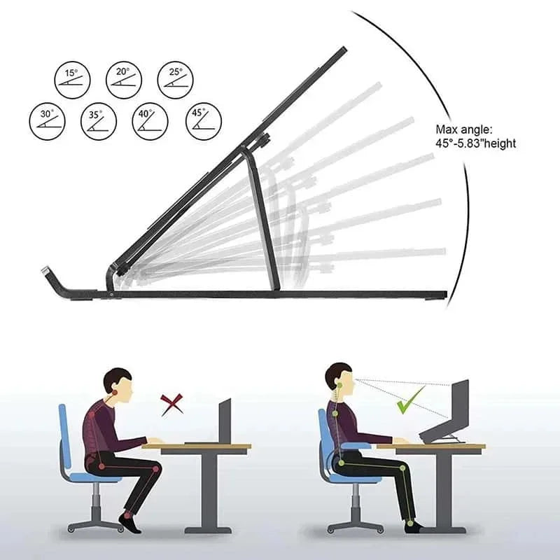 Adjustable Laptop Cooling Stand with Fan, Foldable Portable 7-Level Height Adjustment, Aluminum Alloy Material,