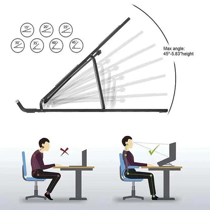 Adjustable Laptop Cooling Stand with Fan, Foldable Portable 7-Level Height Adjustment, Aluminum Alloy Material,