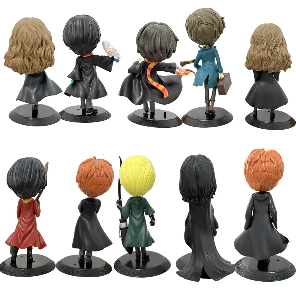 Anime H-arryed Q Version Pottered Action Figures Hermione Ron Malfoy Snape Collectible PVC Model Statue Desktop Decoration Gift