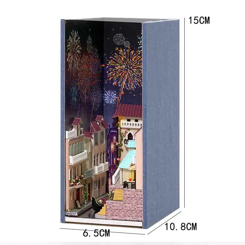 DIY Book Nook Kit Magic House Wooden 3D Puzzle Bookshelf Insert Decor Dollhouse Model Bookend Building Home Decoration Gifts