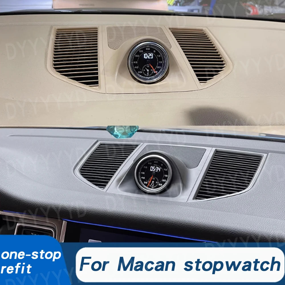 For Porsche Macan 95B 2014-2023 Stopwatch Compass Chrono Clock Watch Instrument Panel Cover Car Interior Dashboard Accessories