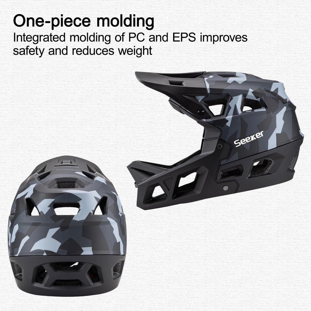 UMUSEEKER Bicycle Cross-Country Full-Face Helmet, One-Piece Impact-Resistant Adult Mountain Biking Downhill Safety Protective He