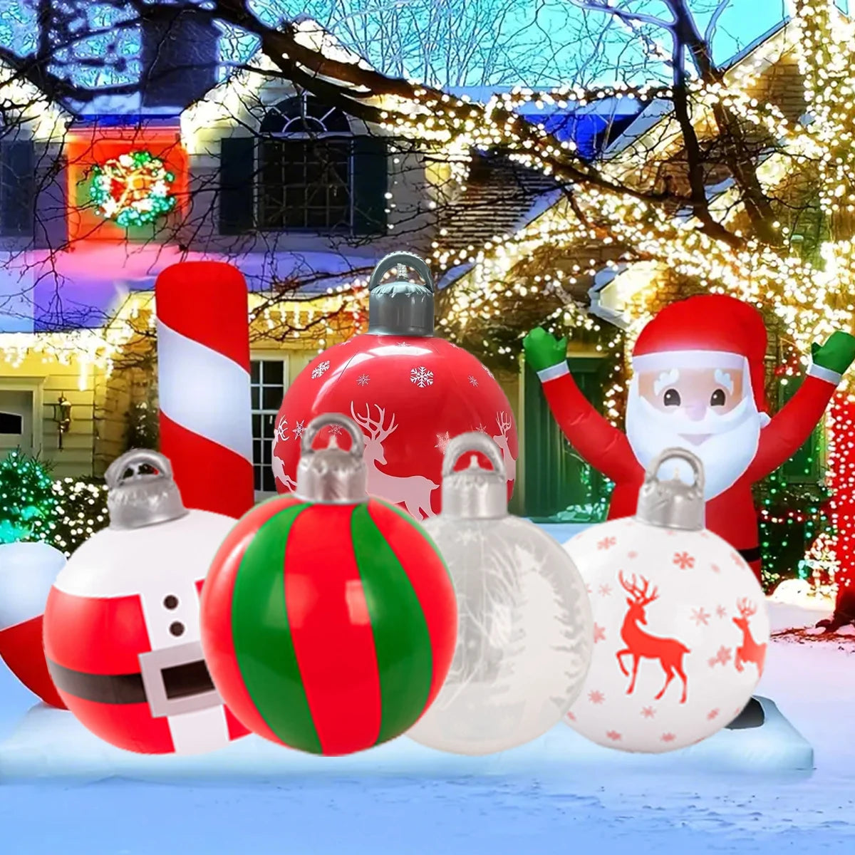 2Pcs 40cm PVC inflatable Christmas decoration ball ornament. Christmas outdoor holiday yard lawn porch decoration