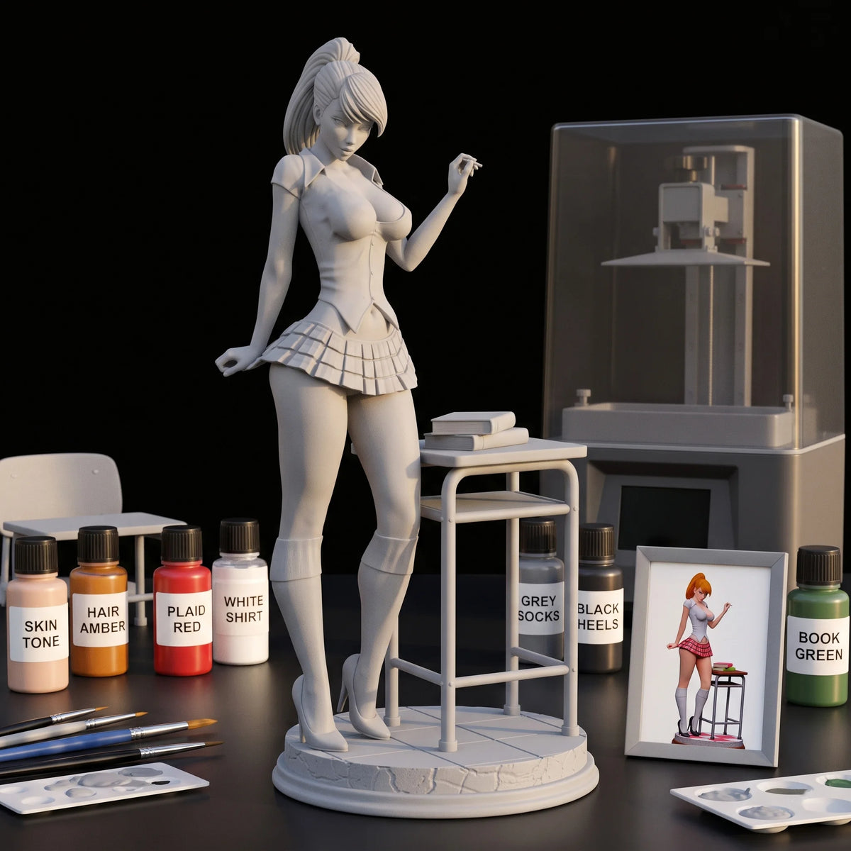 1/24 1/18 1/12 hot student Unpainted Unassembled 3D Printing Model Garage Kits (Requires Painting and Assembly)