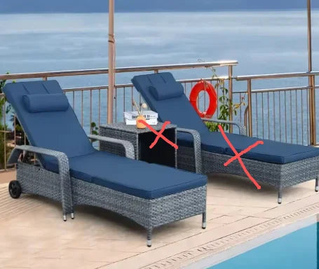 # Hot Patio Rattan Chaise Lounge With Rolling Wheels Adjustable Reclining Backrest 3-Piece PE Wicker Sun Bathing Chair Furniture