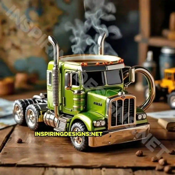 Creative Gifts Truck Coffee Mug Semi Truck Coffee Cup Handcrafted Semi-trailer Shaped Semi-Truck Coffee Mugs For Men Women