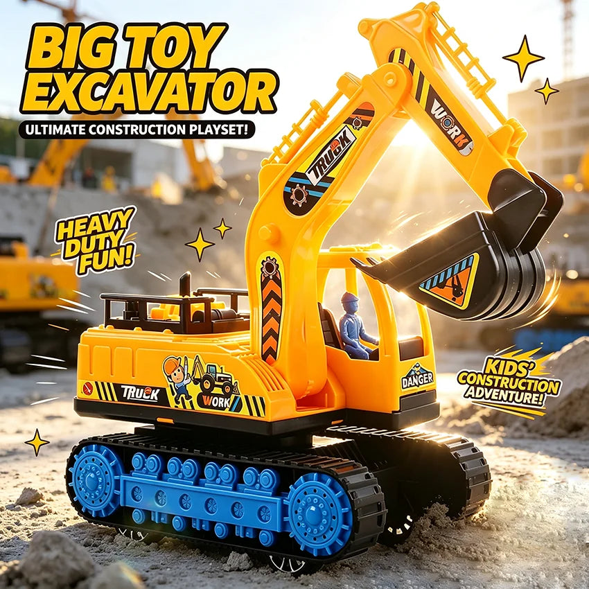 Large-Scale Boys Excavator Toy Car Inertia Baby Engineering Vehicle Digging Machine Model Children's Playset