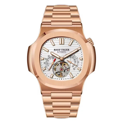 OBLVLO Men Automatic Watch Luxury 44mm Mechanical Wristwatch 50m Waterproof Sapphire Luminous Skeleton Dial 24 Hours
