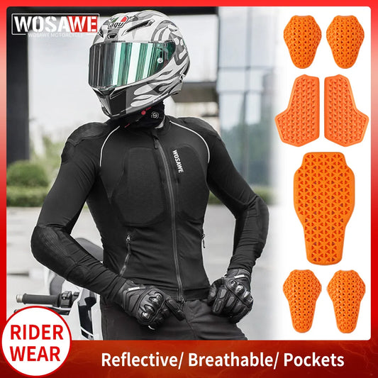 WOSAWE Men Motorcycle Jacket with Soft Gear Racing Pads MTB Downhill Sports Breathable High Elastic Lightweight Motocross Shirt