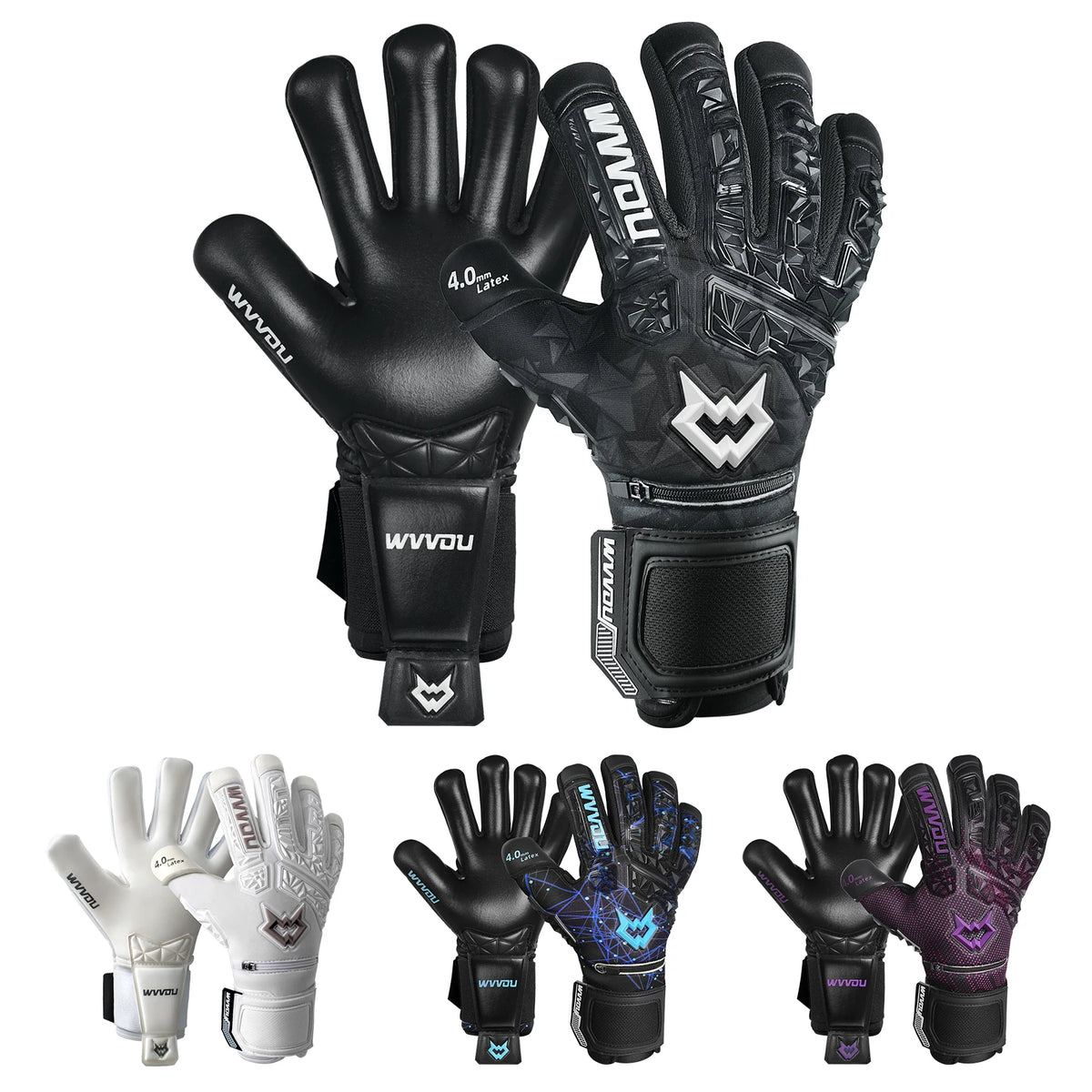 WVVOU Soccer Goalie Gloves for Adults and Youth, High Performance Goalkeeper Gloves with 5 Detachable Finger Saves