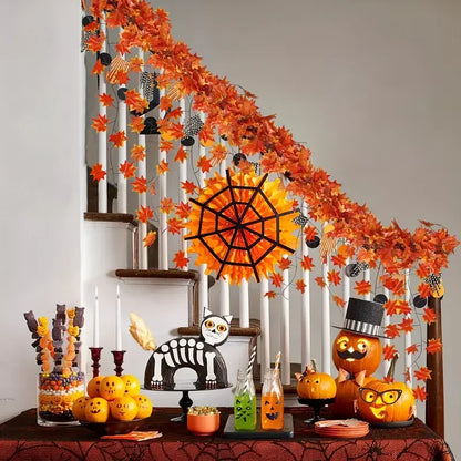 Artificial Fall Maple Leaf Garland Fake Plants Autumn Decor Leaves Vine for Thanksgiving Halloween Festivals Wedding Decora