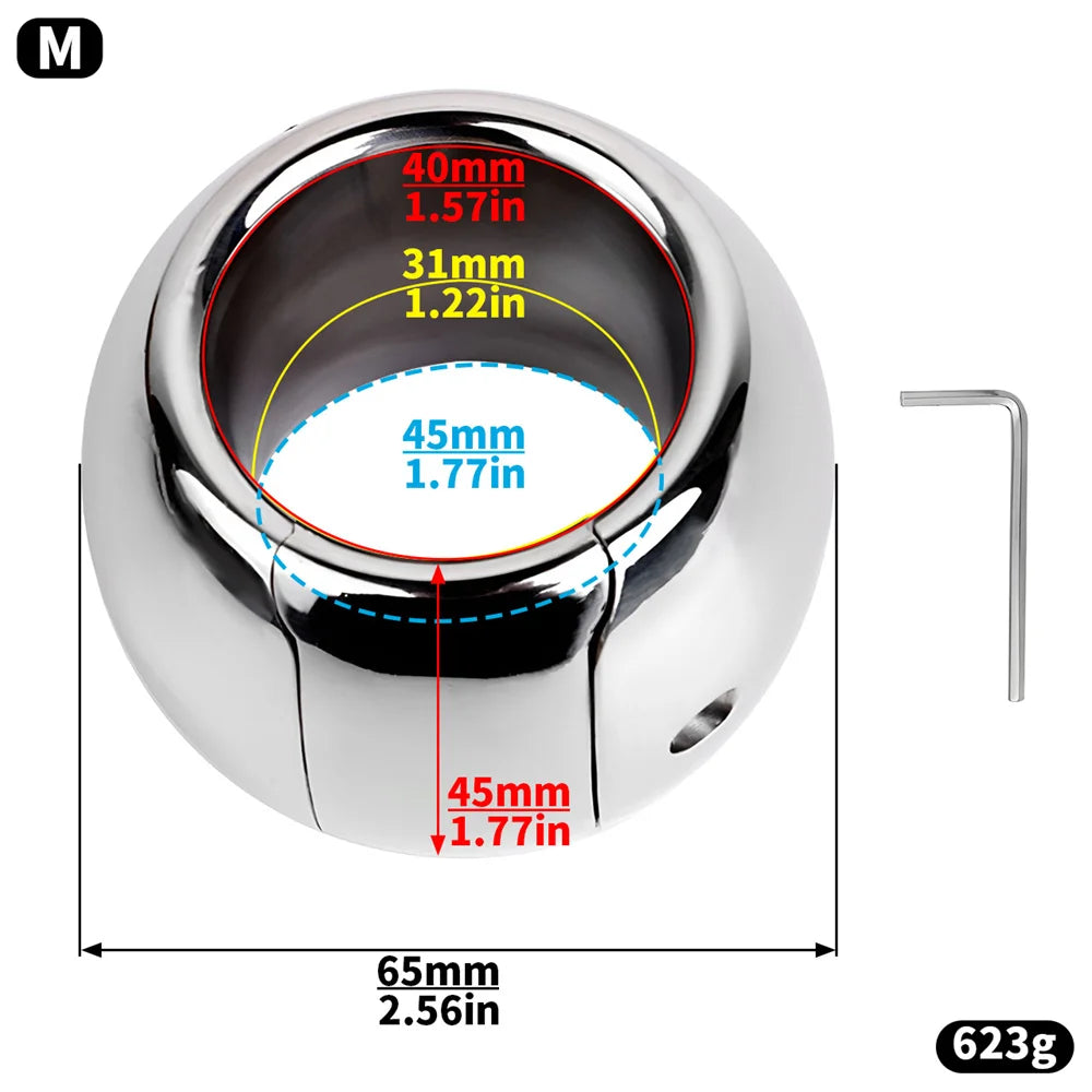 LEZEE Stainless Steel Semen Lock Rings Scrotum Drop Ring Heavy Metal Testicular Stretcher Rings Weight Hanging BDSM Cockring