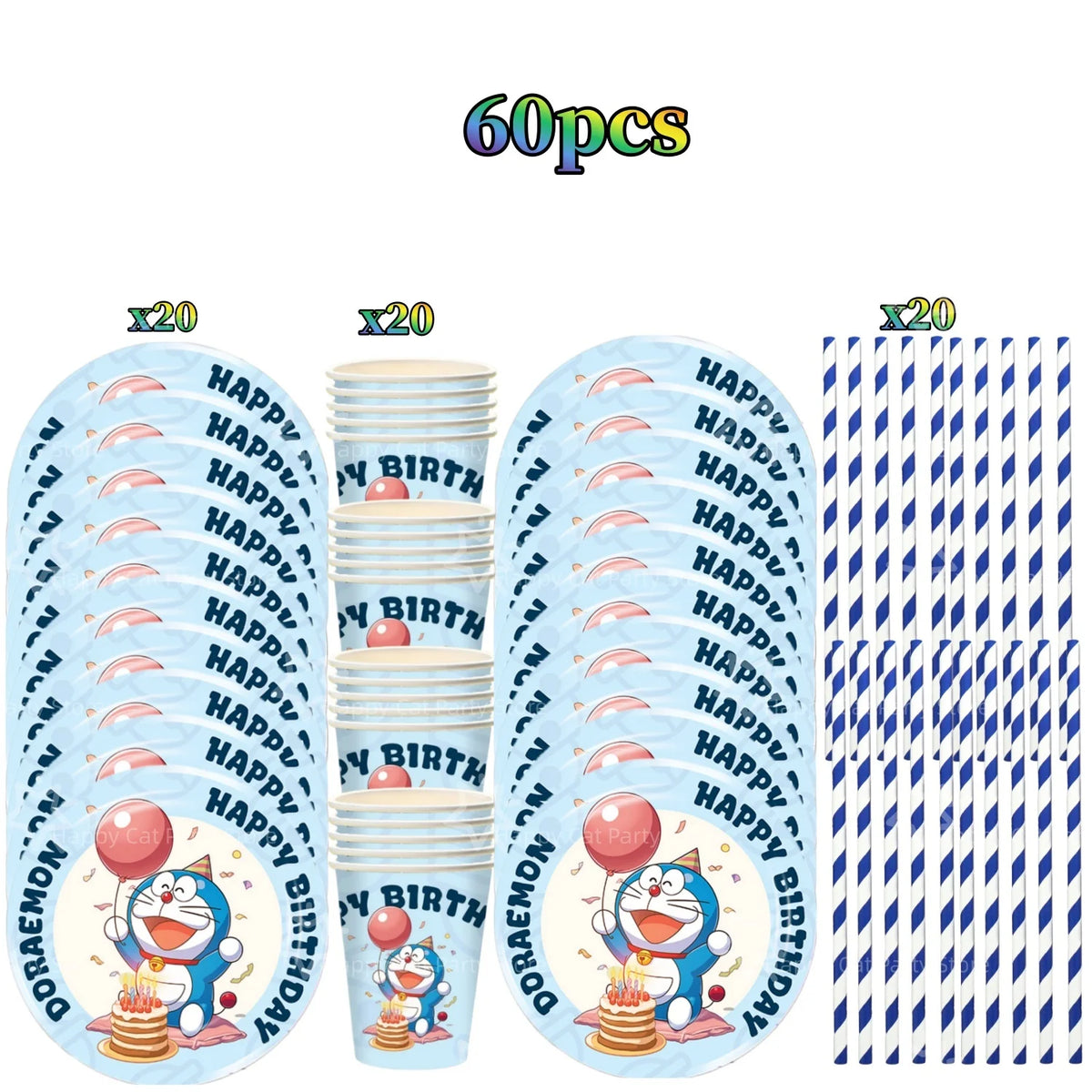 Cartoon Doraemoned Birthday Party Decoration Tableware Cup Plate Tablecloth Napkin Backdrop Cartoon Cat Party Favors Supplies
