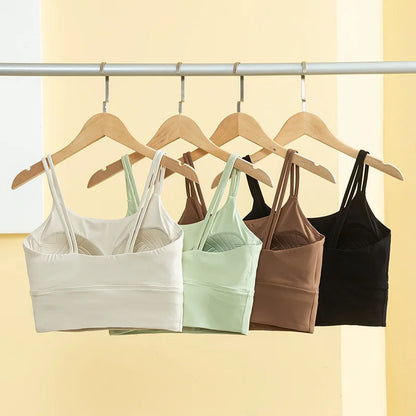 Women's Seamless Sports Bra Breathable Fitness Crop Top Beautiful Back Push-Up Yoga Tank Bra Slim Elastic Gym Vest