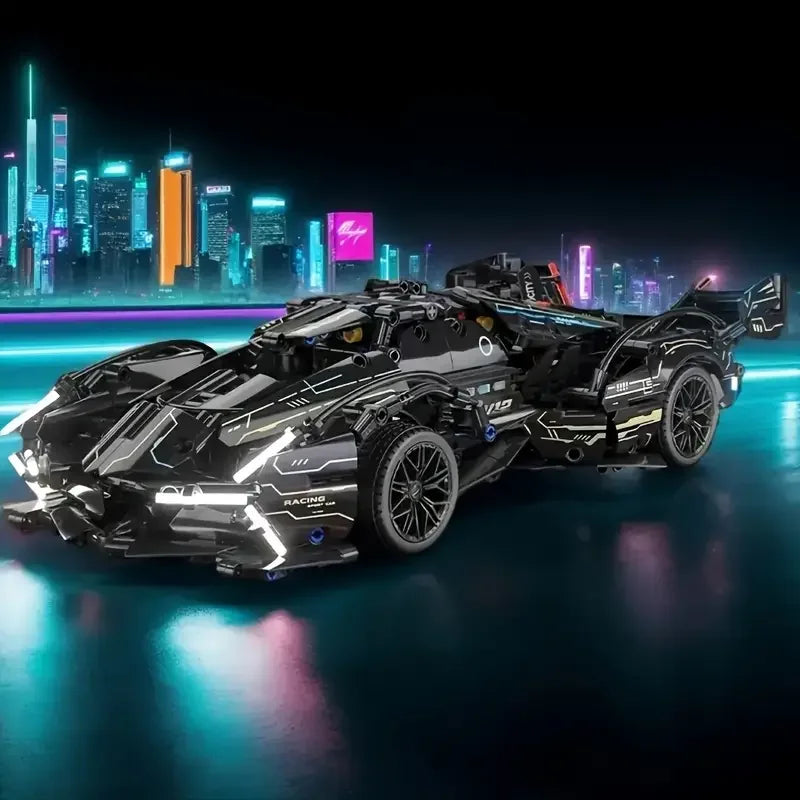 600pcs Cool Sports Car Building Blocks, Stylish, Sleek Black Racing Car. Challenging to assemble! The perfect Christmas gift.