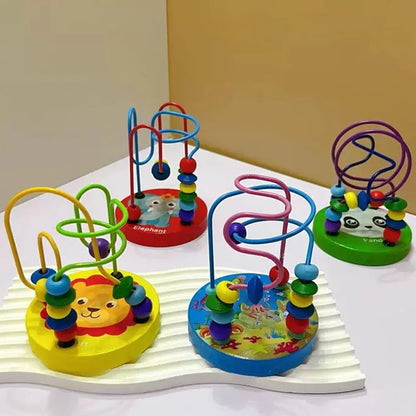 Montessori Wooden Kids Toys Wooden Circles Bead Wire Maze Roller Coaster Toys Educational Toys Wood Puzzles Maze For Children