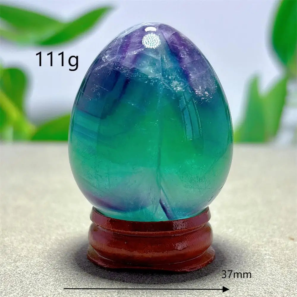 Rainbow Fluorite Egg Crystal Natural Stone Quartz Minerals Home Decoritems Reiki Gifts Energy Healing Luck Love Garden +Stand