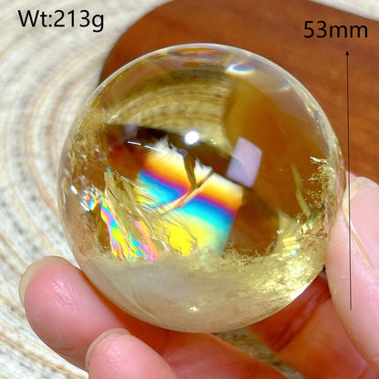 Healing Natural Crystal Brazil Smokey Citrine Quartz Sphere Rainbow Polished Ball High Quality Precious Home Decoration Gift