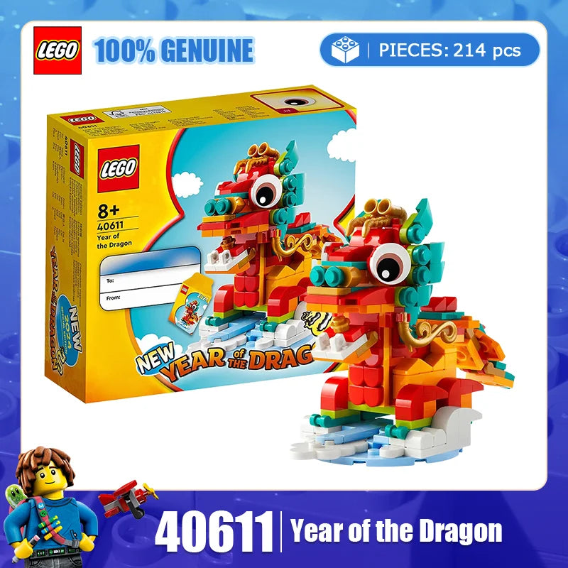 LEGO Building Blocks 40575 Year of the Rabbit & 40611 Year of the Loong Children's Puzzle Toy Gift Set
