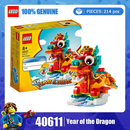 LEGO Building Blocks 40575 Year of the Rabbit & 40611 Year of the Loong Children's Puzzle Toy Gift Set
