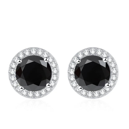 Tezzc Moissanite Stud Earrings for Women 925 Sterling Silver Green Blue Pink Red Black Blue Sparkling Moissanite Studs Earring