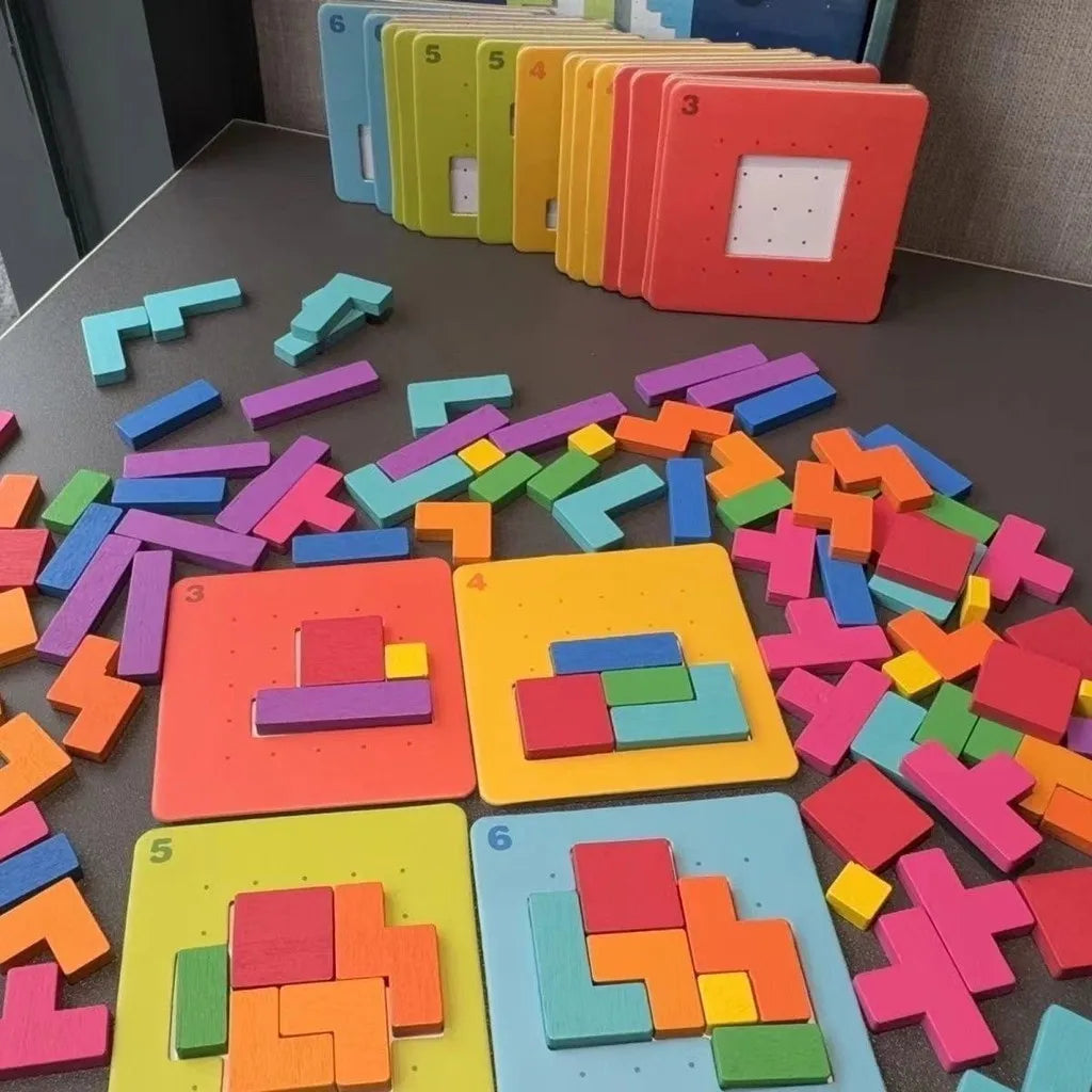 1 Set Colorful Puzzle Game Brain Teaser Toy for Kids Block Puzzle for Mind Exercise Children Toy Gift Challenge for Two Players