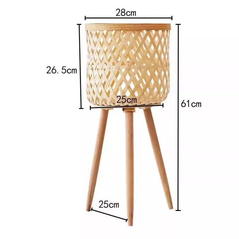 Flower Stand Nordic Solid Wood Rattan Living Room Sofa Side Table Floor-standing Bamboo Shelf Corner Balcony Flower Pot Shelf