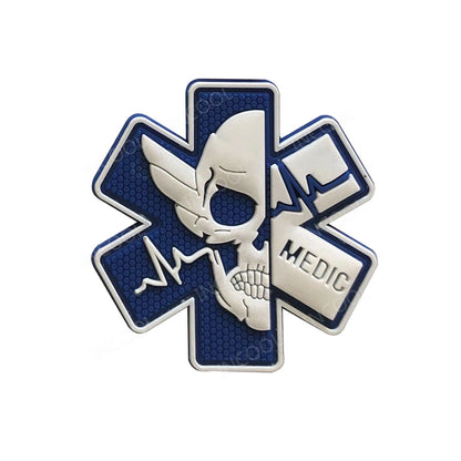 PVC Medic PARAMEDIC Skull Patches Decorative Patches Strip Combat Rubber Chevron IR Reflective Appliqued
