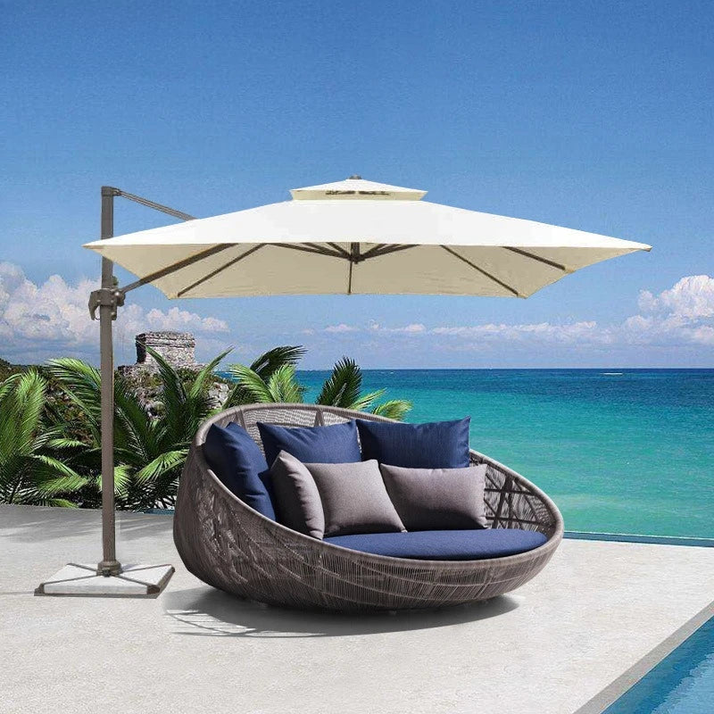 Outdoor sofa courtyard terrace leisure large round bed hotel open-air rattan bed outdoor garden sun room lounge chair sofa